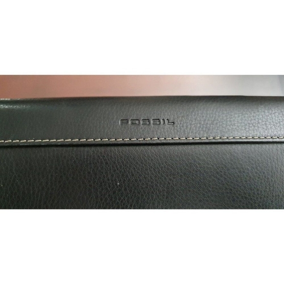 FOSSIL Genuine Black Leather TIE TRAVEL CASE Tie Keeper Organizer 16" Long - Picture 3 of 7